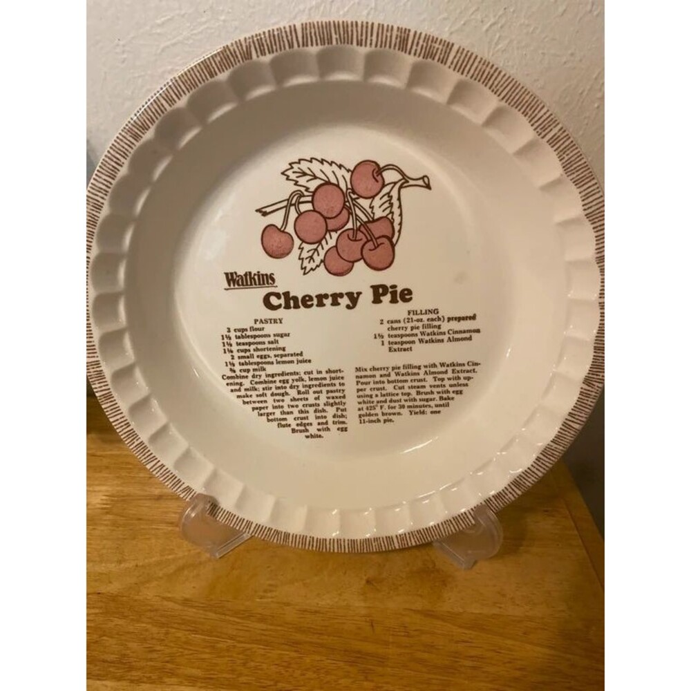 Vintage Watkins Cherry Pie Recipe Plate